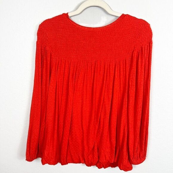 FREE PEOPLE Begonia Boho Burnt Orange Peasant Top Size Small - Picture 9 of 11